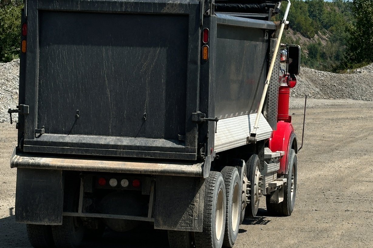 Rear gate of a dump truck waiting to be loaded